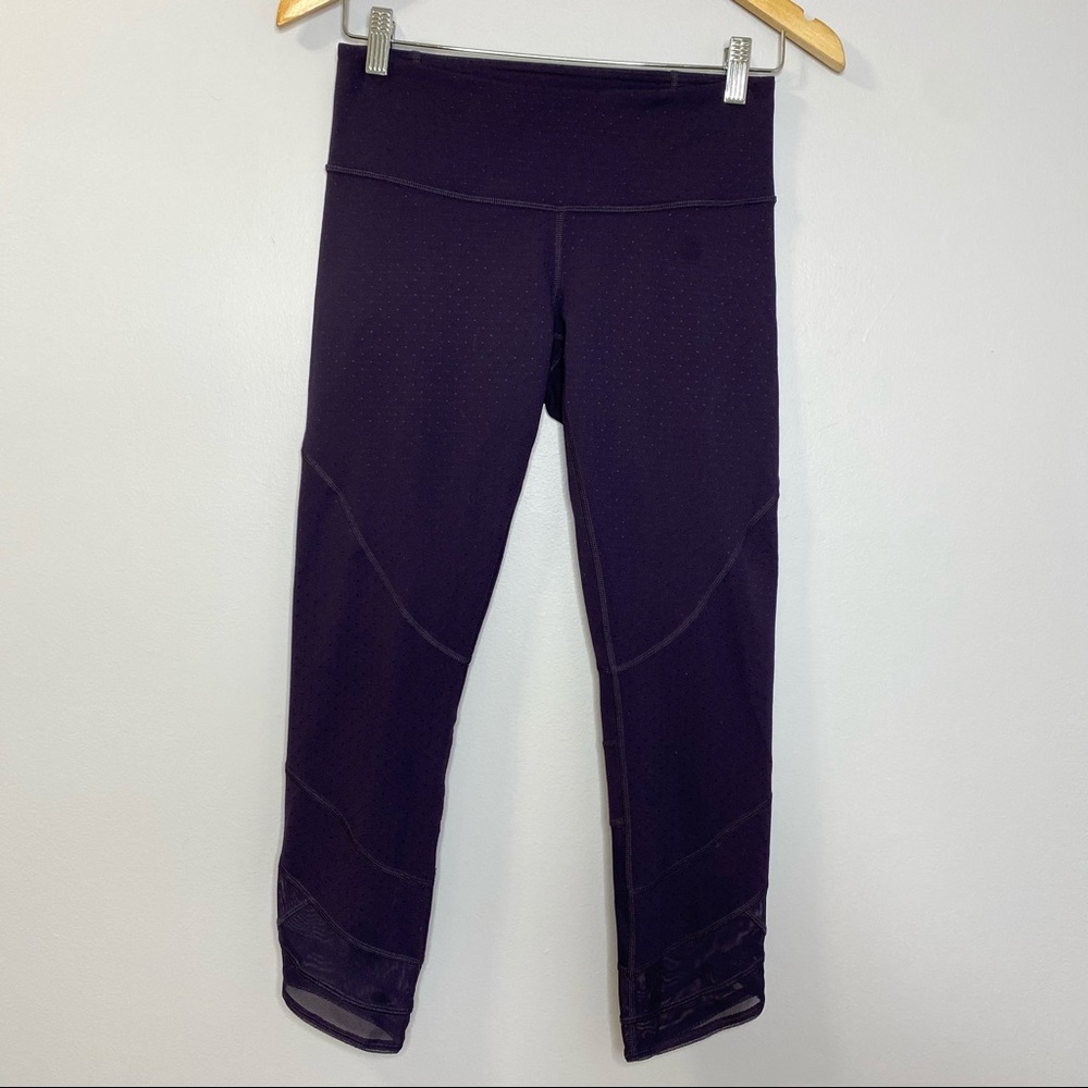 Lululemon Emerge Renewed Crop Purple Mesh Luon - Picture 3 of 10